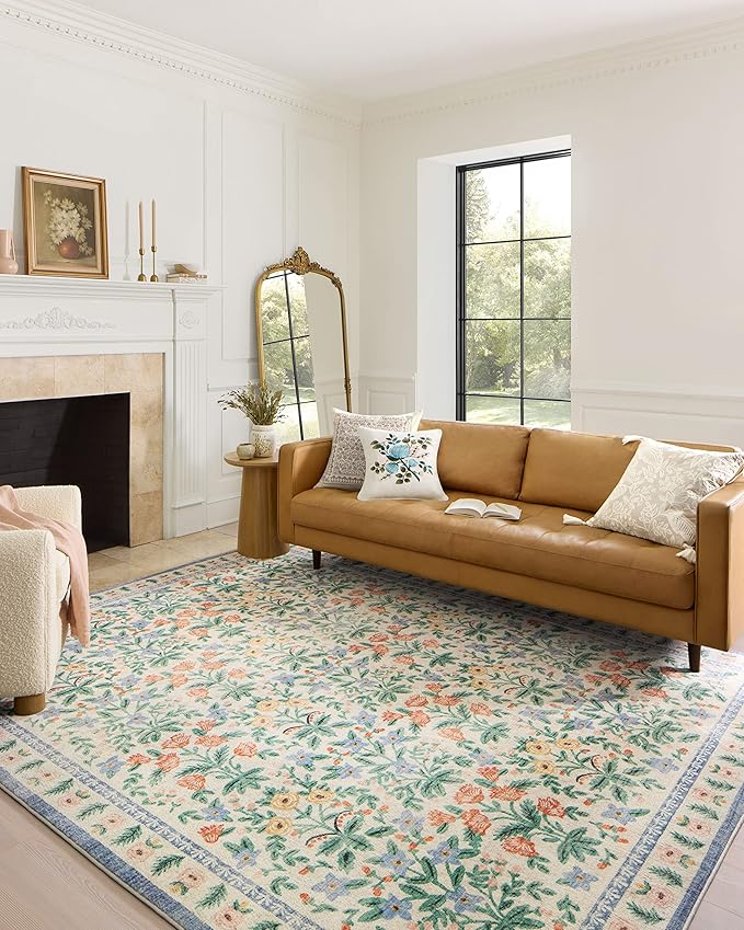 Loloi Rifle Paper Co. Eden Collection EDE-02 Mughal Garden Cream 2'-3" x 3'-9" Accent Rug feat. CloudPile™