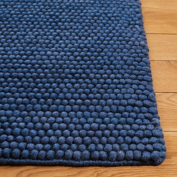 SAFAVIEH Natura Collection Runner Rug - 2'3" x 6', Navy & Blue, Handmade Wool Blend, Textured Design, Ideal for Hallway, Bedroom, Foyer (NAT620M)