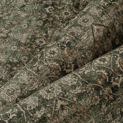 Hallway Runner Rug 2x6 Green Brown Vintage Washable Kitchen Carpet Traditonal Distressed Soft Non Slip Long Runner Retro Low Pile Thin Rug for Laundry Bedroom Entrance Bathroom