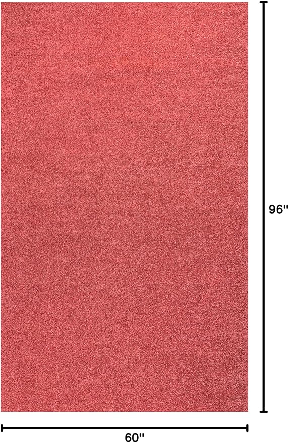 Eyely UES100E-5 Supersoft Haze Solid Low-Pile Indoor Area Rug Casual;Contemporary;Solid;Traditional, Bedroom, Kitchen, Living Room, Easy-Cleaning, Non-Shedding, 5 X 8, Red