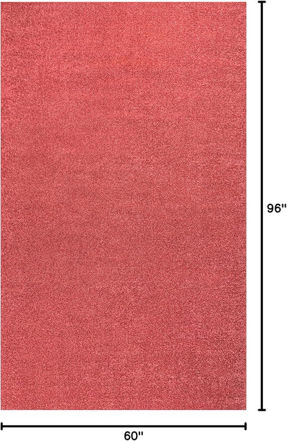 Eyely UES100E-5 Supersoft Haze Solid Low-Pile Indoor Area Rug Casual;Contemporary;Solid;Traditional, Bedroom, Kitchen, Living Room, Easy-Cleaning, Non-Shedding, 5 X 8, Red