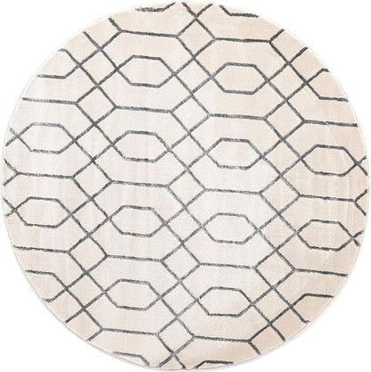 Unique Loom Marilyn Monroe Glam Collection Area Rug - Trellis (5' 3" Round, White Silver/ Silver)