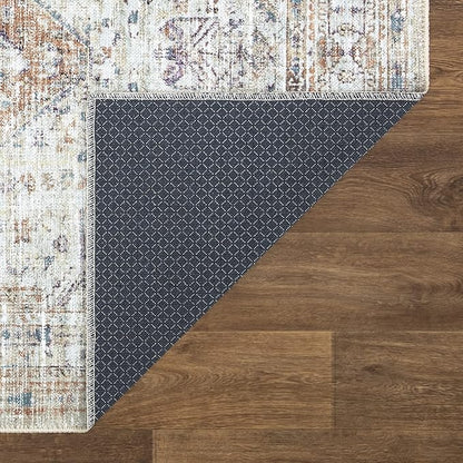 Bloom Rugs Washable Non-Slip 4' x 6' Rug - Peach/Beige Traditional Area Rug for Living Room, Bedroom, Dining Room, and Kitchen - Exact Size: 4' x 6'