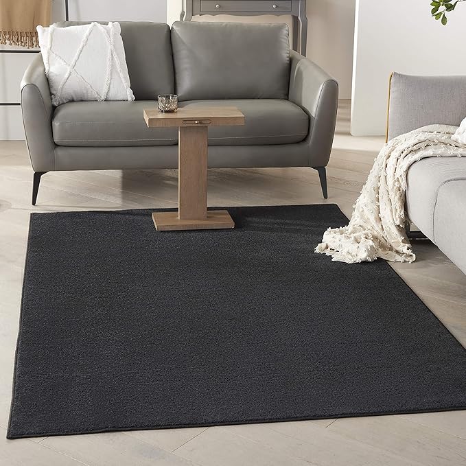 Nourison Home Nourison Essentials Black 4' x 6' Area Rug - Easy Clean, Non Shedding, Bed Room, Living Room, Dining Room, Kitchen (4' x 6')