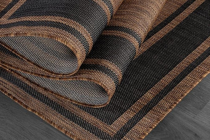 Beverly Rug Outdoor Rug 8x10 Modern Bordered Area Rugs for Indoor and Outdoor Patio Deck Porch Garden Waterproof Weather Sun Resistant Washable Outside Carpet (8 x 10 Gold)