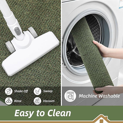 BEQHAUSE 2x3 Entryway Rug Indoor Door Mat Non-Slip Washable, Hallway Rugs Absorbent & Stain Resistant Hall Carpet Runner Rugs for Entryway, Front Door Floor Mats Laundry Room Rugs for Entry, Green