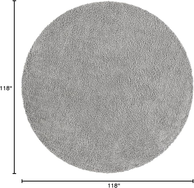 Unique Loom Davos Shag Collection Area Rug - Solid (9' 10" Round, Sterling)