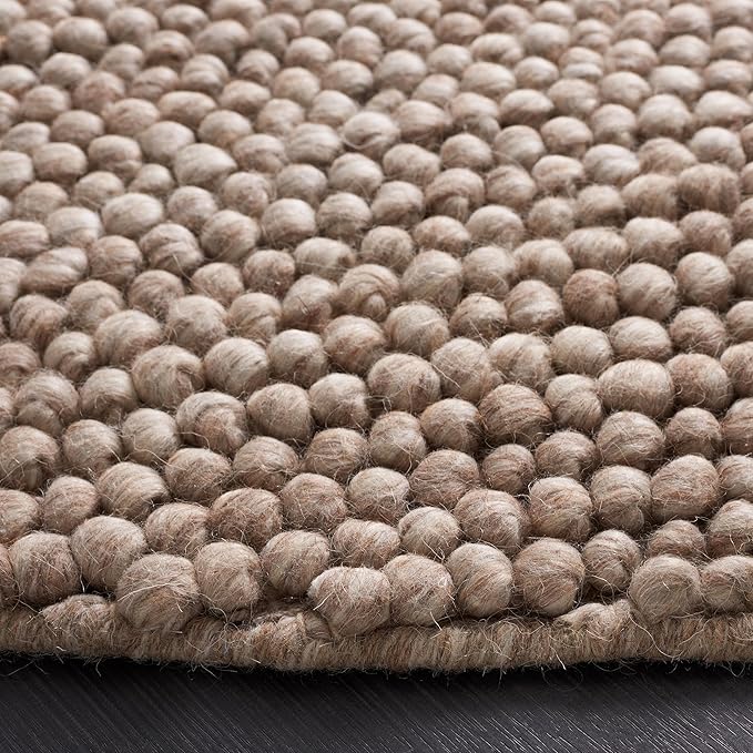 SAFAVIEH Natura Collection Area Rug - 10' Round, Brown, Handmade Wool Blend, Textured Design, Ideal for Living Room, Bedroom, Dining Space (NAT620T)