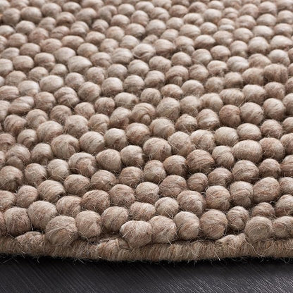 SAFAVIEH Natura Collection Area Rug - 8' Round, Brown, Handmade Wool Blend, Textured Design, Ideal for Living Room, Bedroom, Dining Space (NAT620T)