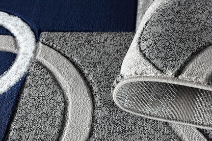 GLORY RUGS Area Rug Modern Soft Hand Carved Contemporary Floor Carpet with Premium Fluffy Texture for Indoor Living Dining Room and Bedroom Area (8x10, Navy)