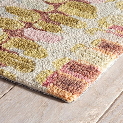Dash and Albert Paint Chip Wool Area Rug - 2.5' x 8' Runner Pastel Graphic Hand Micro Hooked Accent Rug - Durable, High Traffic Hallway, Living Room, Stairs