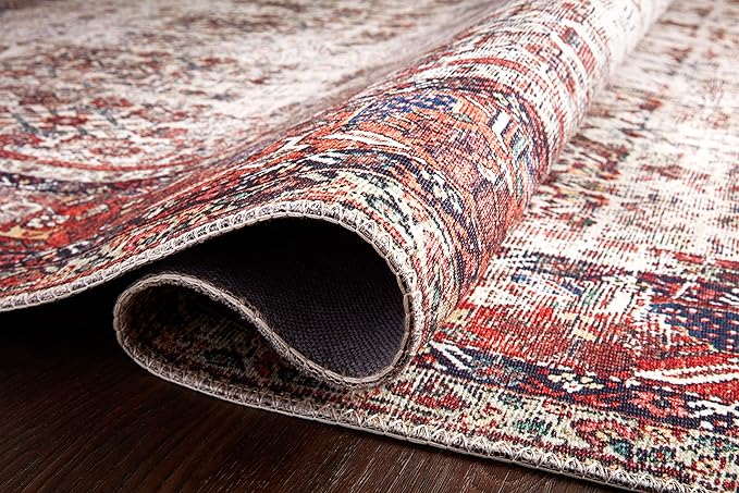 Loloi Layla Collection LAY-12 Ivory/Brick 2'-6" x 12'-0" .13" Thick Runner Rug, Soft, Durable, Vintage Inspired, Distressed, Low Pile, Non-Shedding, Easy Clean, Printed, Living Room Rug