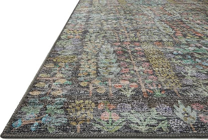 Loloi Rifle Paper Co. Maison Collection MAO-07 Charcoal 5'-0" x 5'-0" Round, .19" Pile Height, Accent Rug