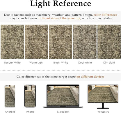 Light Brown 3x8 Vintage Area Rug Hallway Indoor Kitchen Washable Living Room Carpet Tribal Distressed Rug Retro Accent Throw Rug for Office Dining Room Bathroom Faux Wool