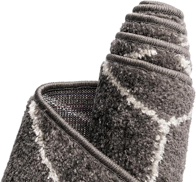 Unique Loom Trellis Frieze Collection Area Rug - Geometric (4' x 6' Oval, Dark Gray/ Ivory)