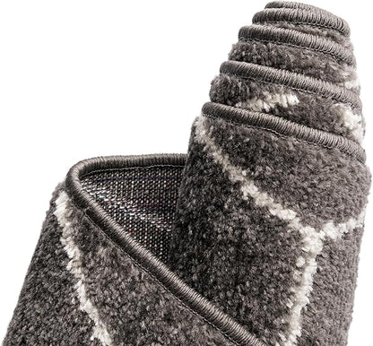 Unique Loom Trellis Frieze Collection Area Rug - Geometric (4' x 6' Oval, Dark Gray/ Ivory)