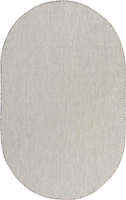 Nourison Home Courtyard Ivory Silver 6' x 9' Oval Area Rug - Easy Clean, Non Shedding, Bed Room, Living Room, Dining Room, Kitchen (6' x 9' Oval)