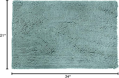 Amazon Basics Bathroom Rugs, Extra Soft Absorbent Shag Bath Rugs, Non-Slip, Quick Drying, Machine Washable, Plush Comfort for Bathroom Floor, Tub and Shower, 21" x 34", Seafoam Green