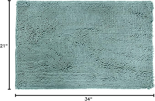 Amazon Basics Bathroom Rugs, Extra Soft Absorbent Shag Bath Rugs, Non-Slip, Quick Drying, Machine Washable, Plush Comfort for Bathroom Floor, Tub and Shower, 21" x 34", Seafoam Green