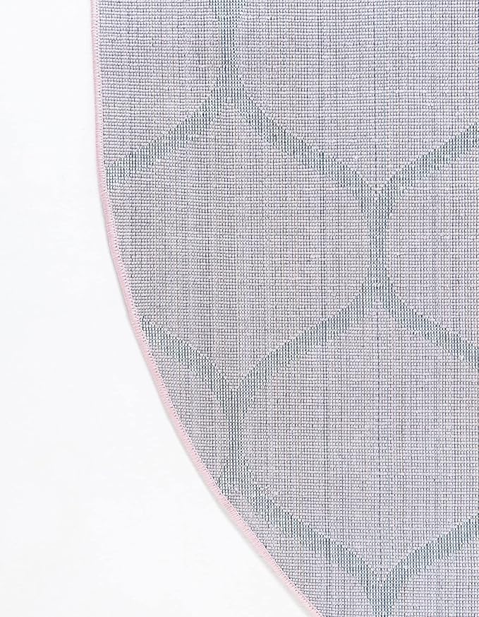 Rugs.com Lattice Frieze Collection Rug – 3' 3 x 5' 3 Oval Light Pink Medium Rug Perfect for Living Rooms, Large Dining Rooms, Open Floorplans