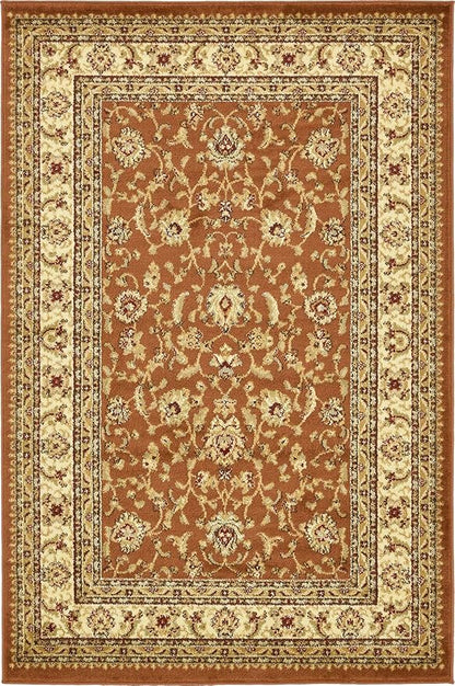Unique Loom Voyage Collection Traditional Oriental Classic Intricate Design Area Rug (4' 0 x 6' 0 Rectangular, Terracotta/Ivory)