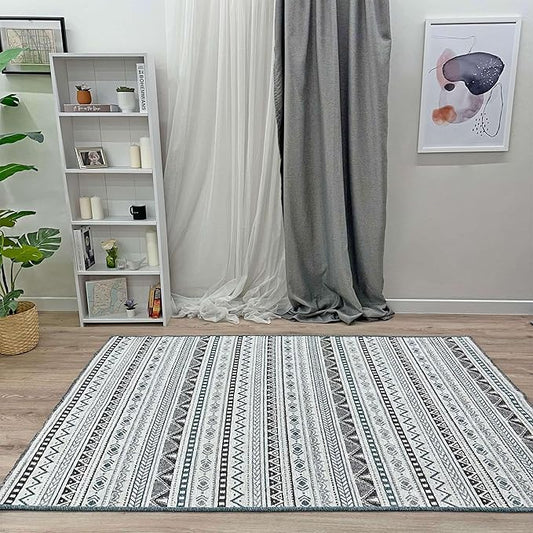 Alfa Rich 3x10 Blue Gray White Washable Area Rugs for Living Room Hallway Kitchen Decor Runner