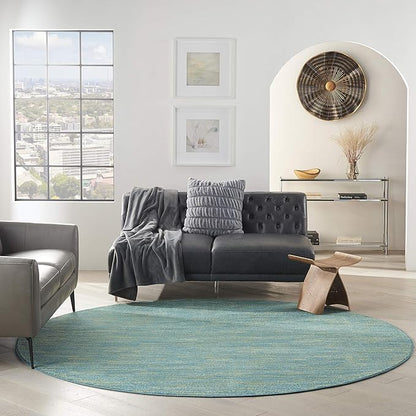 Nourison Home Nourison Essentials Blue Green 8' x Round Area Rug - Easy Clean, Non Shedding, Bed Room, Living Room, Dining Room, Kitchen (8' x Round)