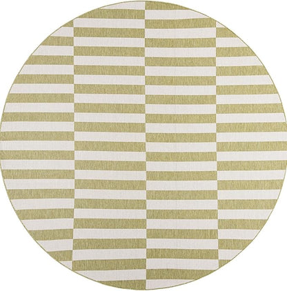 Unique Loom Outdoor Striped Collection Area Rug - Striped (10' Round Green/Ivory)