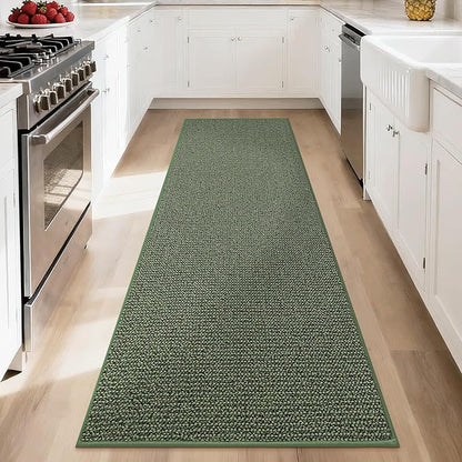 BEQHAUSE Hallway Runner Rugs 2.6x10, Hallway Rug Non-Slip Washable(Rolled-Up NO Creases), Runner Rug Absorbent Stain Resistant Hall Rug Carpet Runner, Entryway Rugs Floor Mat Laundry Room Rugs, Green