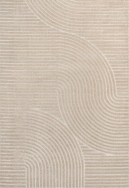 JONATHAN Y Hallie High-Low Curve Beige/Cream 8x10 Indoor/Outdoor Area Rug, Minimalist Geometric, Pet Friendly, for Patio, Backyard, Living Room, Bedroom, Office, Hose-Washable (SCN100D-8)