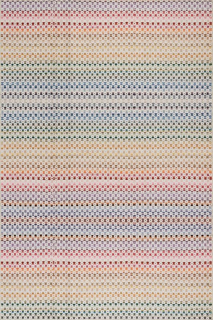 Dash & Albert Poppy Multi Machine Washable Rug, 5 X 8 Feet, Multicolored Geometric Pattern