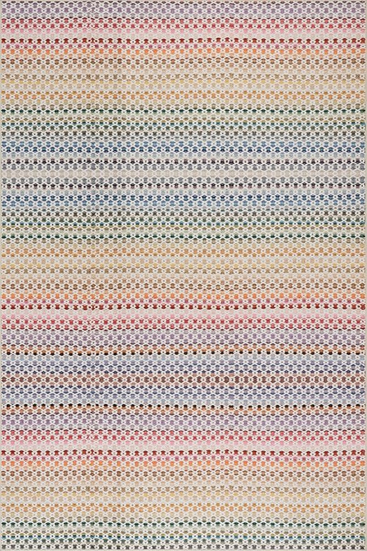 Dash & Albert Poppy Multi Machine Washable Rug, 5 X 8 Feet, Multicolored Geometric Pattern
