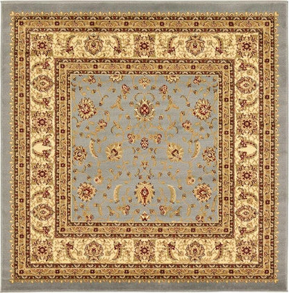 Unique Loom Voyage Collection Traditional Oriental Classic Intricate Design Area Rug (6' 0 x 6' 0 Square, Light Blue/Gold)