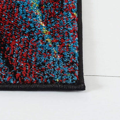 SAFAVIEH Area Rug 8x10 - Glacier Collection - Large - Red & Green, Modern Abstract Design, Non-Shedding & Easy Cleaning, Ideal for Living Room, Bedroom, Office, Dining Space (GLA126Q)