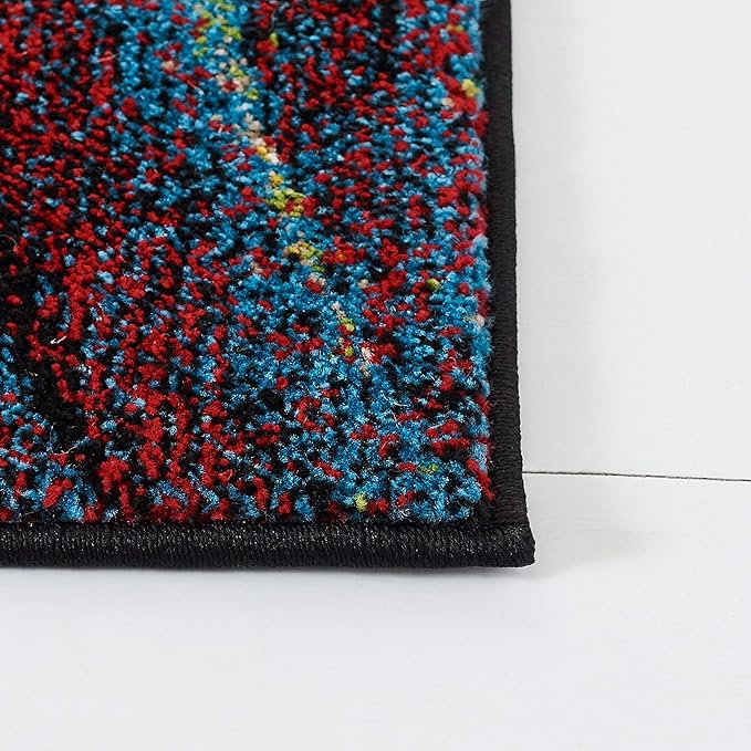 SAFAVIEH Glacier Collection Accent Rug - 2'7" x 5', Red & Green, Modern Abstract Design, Non-Shedding & Easy Care, Ideal for High Traffic Areas in Entryway, Living Room, Bedroom (GLA126Q)