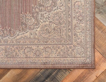 Unique Loom Reza Collection Traditional Persian Style Area Rug, 2 ft 2 in x 8 ft 2 in, Brown/Ivory