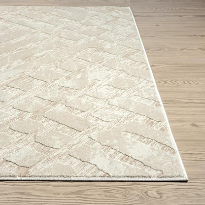 Abani Terra Cream Area Rug for Living Room, Bedroom - Rustic Modern Pattern - 4' x 6' - Durable & Easy to Clean