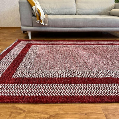 Alfa Rich 5x8 Red Burgundy Washable Area Rugs for Living Room Bedroom Kitchen Cotton Rug