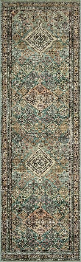 Loloi Magnolia Home by Joanna Gaines Sinclair Collection SIN-03 Turquoise/Multi 8'-6" x 11'-6", .25" Pile Height, Machine Washable, Area Rug