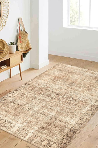 Keen Home Design 8x10 Rug - Machine Washable Area Rug with Non-Slip Backing, Ideal for Living Room, Dining Room, Bedroom - Vintage, Easy Clean, Durable, Low Pile - (8' x 10')