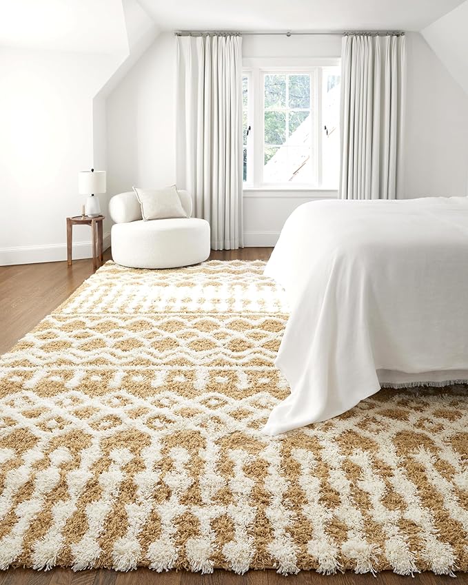 Livabliss Hapsburg Moroccan Shag Area Rug,5'3" x 7'3",Camel