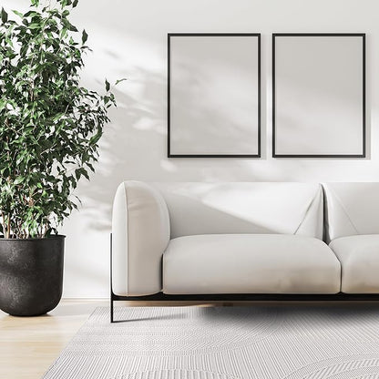 CAMILSON Micro Loop Rug 8x10 Modern Luxury Geometric Arch Area Rugs Soft High and Low Pile Stain Resistant Easy-Cleaning Non-Shedding for Living Room Indoor Carpet (8 x 10 / White)