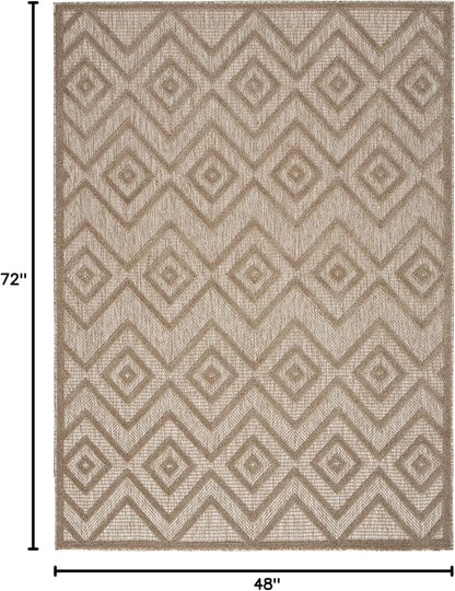 Nourison Home Versatile Natural Beige 4' x 6' Area Rug - Easy Clean, Non Shedding, Bed Room, Living Room, Dining Room, Kitchen (4' x 6')