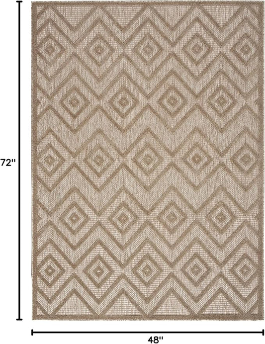 Nourison Home Versatile Natural Beige 4' x 6' Area Rug - Easy Clean, Non Shedding, Bed Room, Living Room, Dining Room, Kitchen (4' x 6')