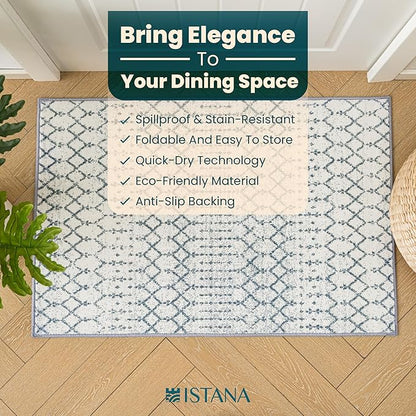 Istana 2x3 Area Rug - Blue Boho Rugs for Living Room 2x3 - Foldable Small Rugs for Bedroom - Stain Resistant Washable Rug Non Slip - Eco-Friendly Area Rugs Indoor - Easy to Clean Rug