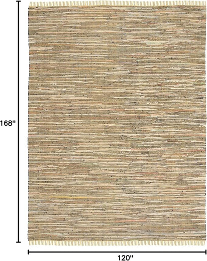 SAFAVIEH Rag Rug Collection Area Rug - 10' x 14', Yellow & Multi, Handmade Boho Stripe Cotton, Ideal for High Traffic Areas in Living Room, Bedroom (RAR121H)