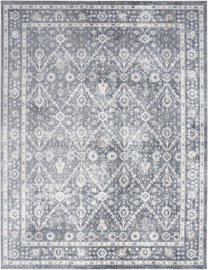 Nourison Home Astra Machine Washable Dark Blue 7'10" x 10' Area Rug - Easy Clean, Non Shedding, Bed Room, Living Room, Dining Room, Kitchen (8' x 10')