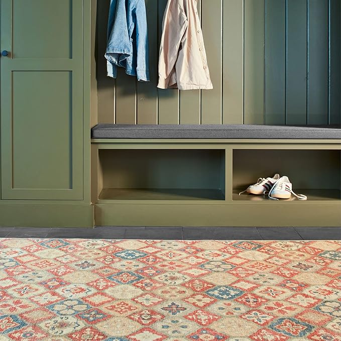 Dash and Albert Pali Machine Washable Area Rug - Runner - 2.5' x 8' Multicolor - Geometric Accent Rug - Anti-Slip Backing, Lightweight, Machine Washable, High Traffic Areas Kitchen, Mudroom, Entryway