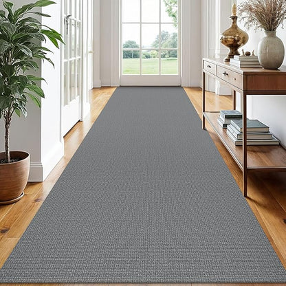EARTHALL Extra Long Runner Rug 3x14 Ft Washable Runners for Hallways Cotton Non Slip Entryway Runner Braided Kitchen Runner Indoor Outdoor Carpet Runners for Stair, Hall, Foyers, Charcoal Gray