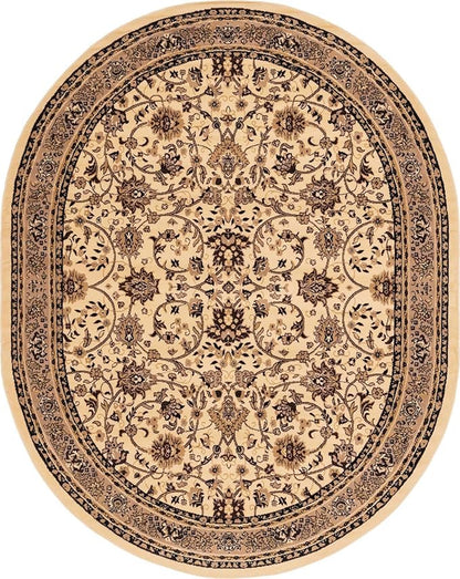 Unique Loom Sialk Hill Collection Area Rug - Washington (7' 10" x 10' Oval Ivory/Black)